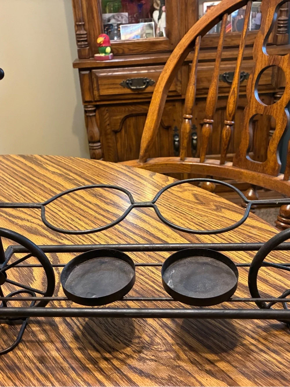 wrought iron tandem bicycle tabletop candle holder decor piece  16” x 9.5”